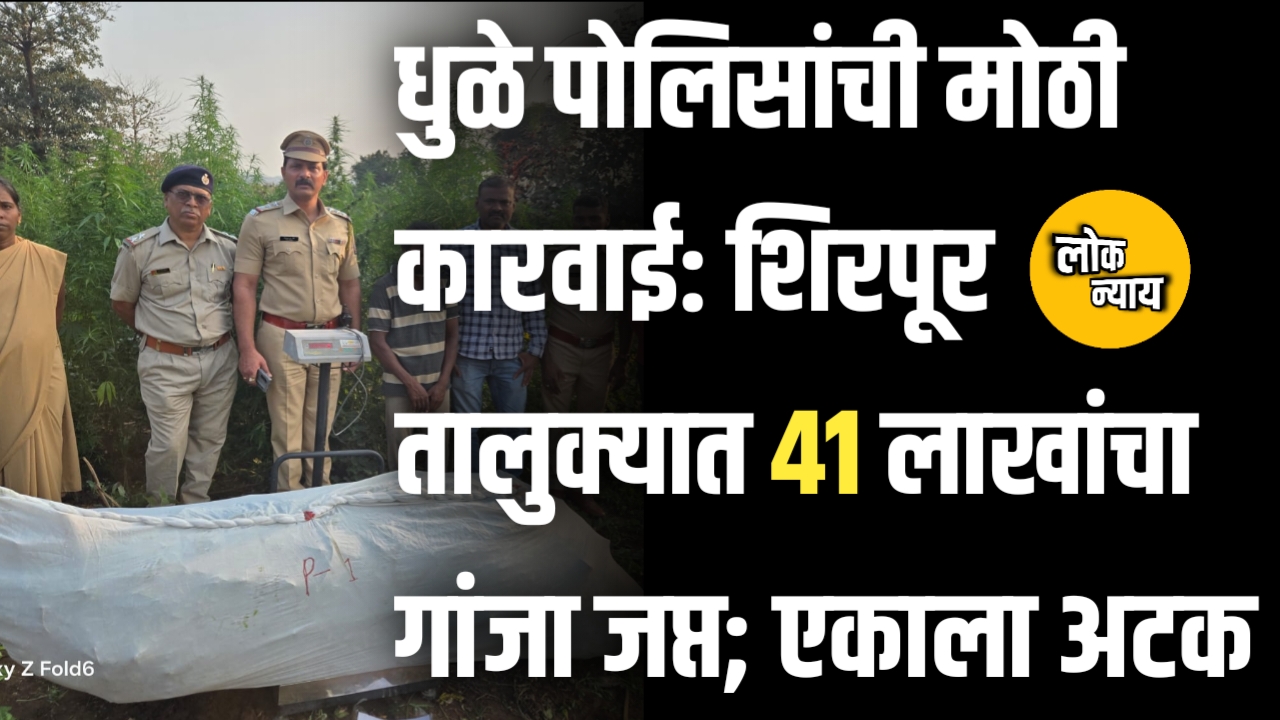 धुळे पोलिसांची मोठी कारवाई: शिरपूर तालुक्यात ४१ लाखांचा गांजा जप्त; एकाला अटक